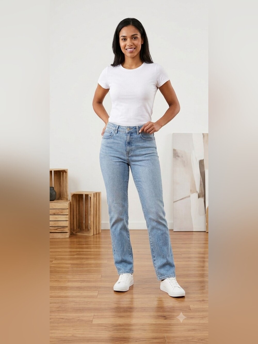 Lee jean Relaxed Fit Straight Leg Instantly Slims Blue Denim Jeans, size…
